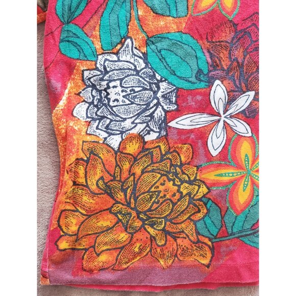 Floral Pattern V-Neck Long Sleeve Women Top Vibrant Multicolor Design - Picture 5 of 7